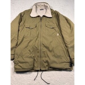 Billabong Men's L Khaki Utility Jacket Fleece Lined Zip Front Pockets Lined VTG